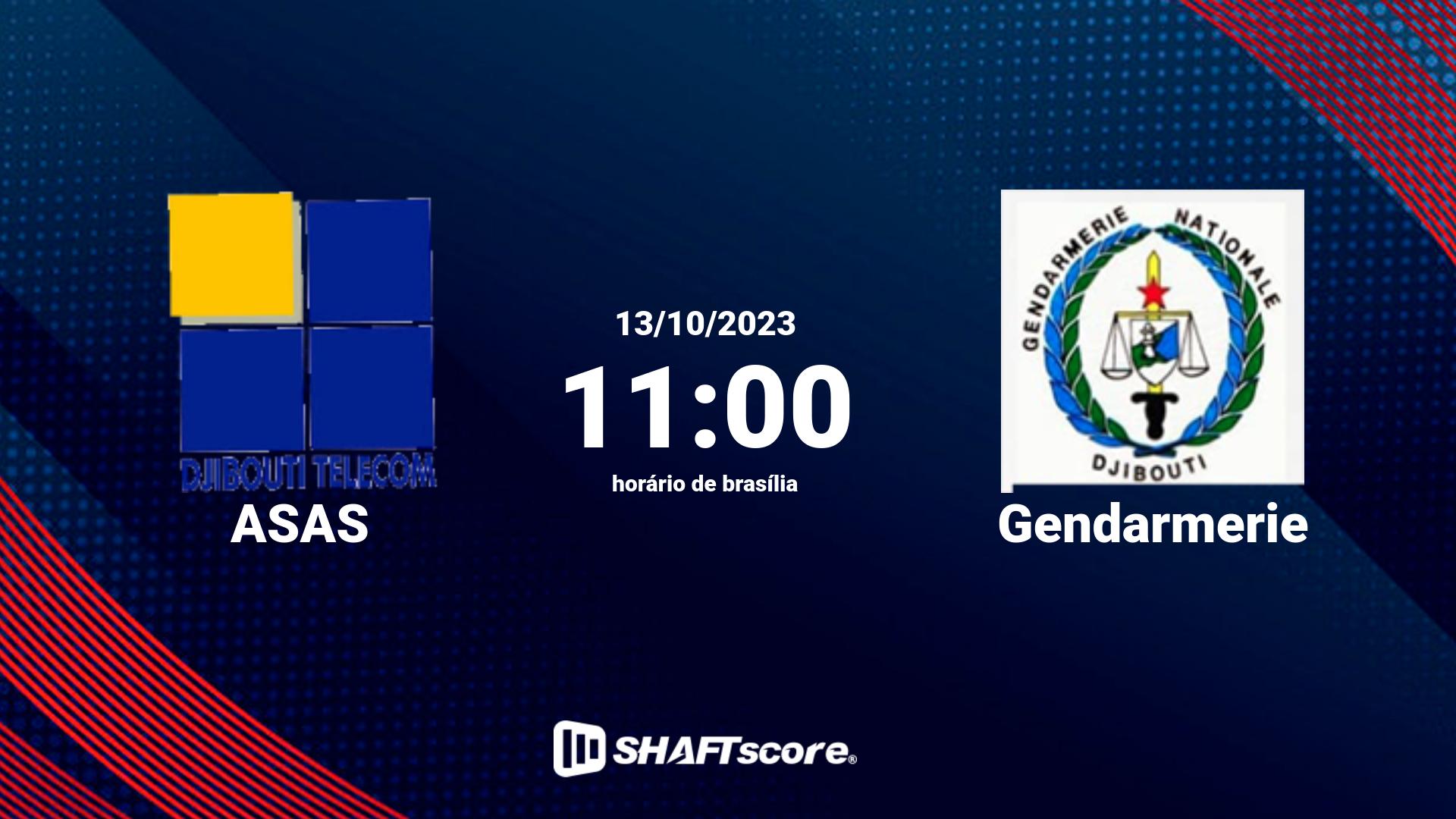 Estatísticas do jogo ASAS vs Gendarmerie 13.10 11:00