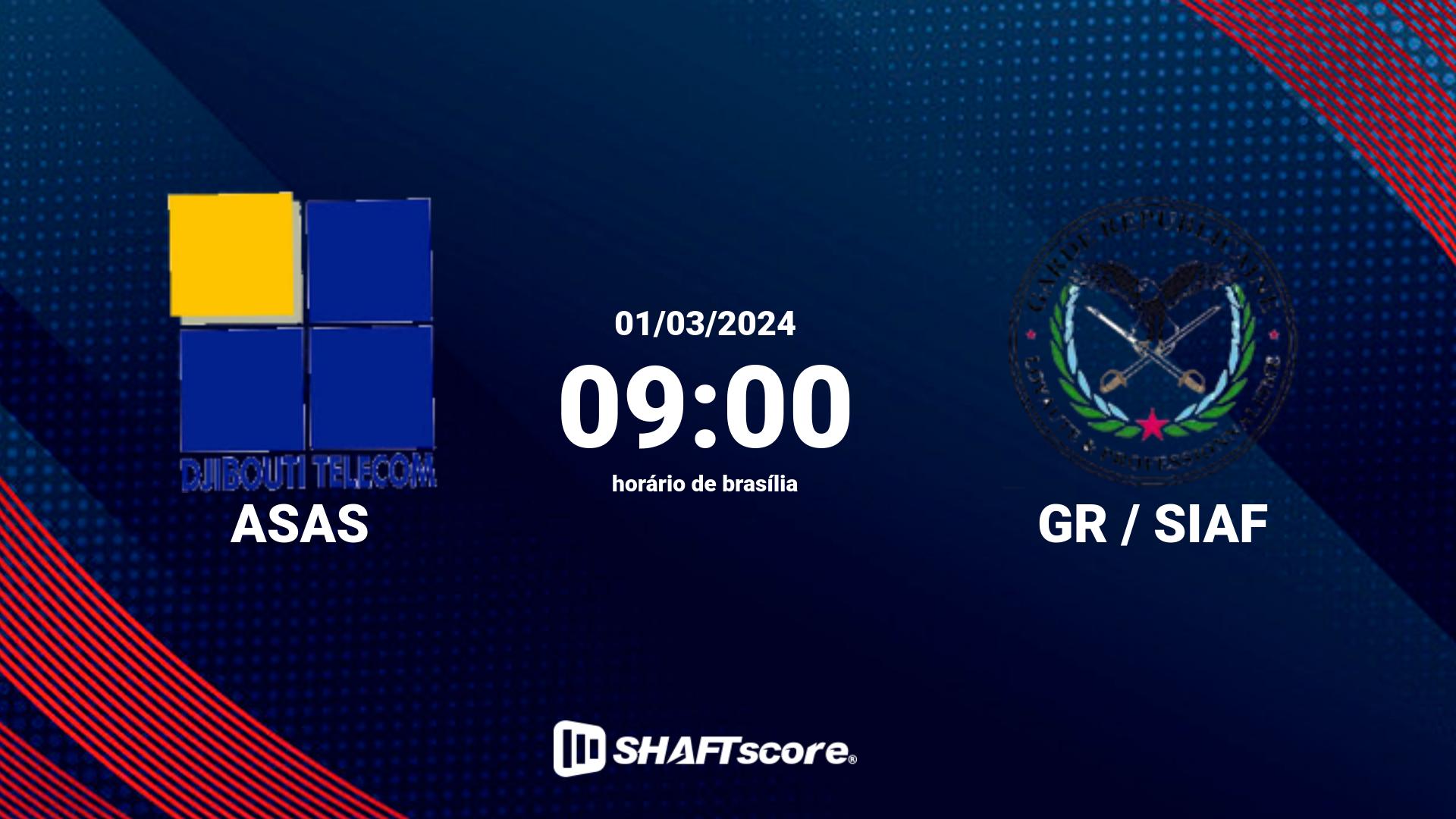 Estatísticas do jogo ASAS vs GR / SIAF 01.03 09:00