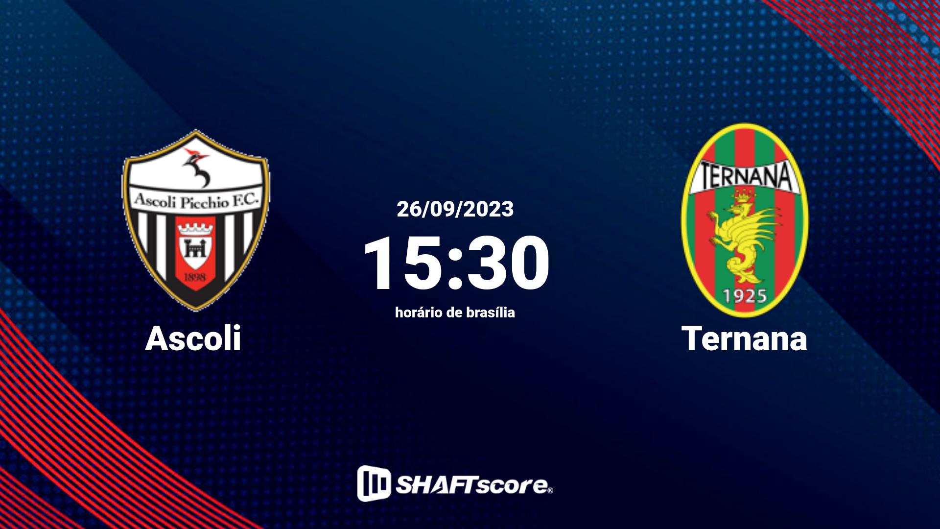 Estatísticas do jogo Ascoli vs Ternana 26.09 15:30
