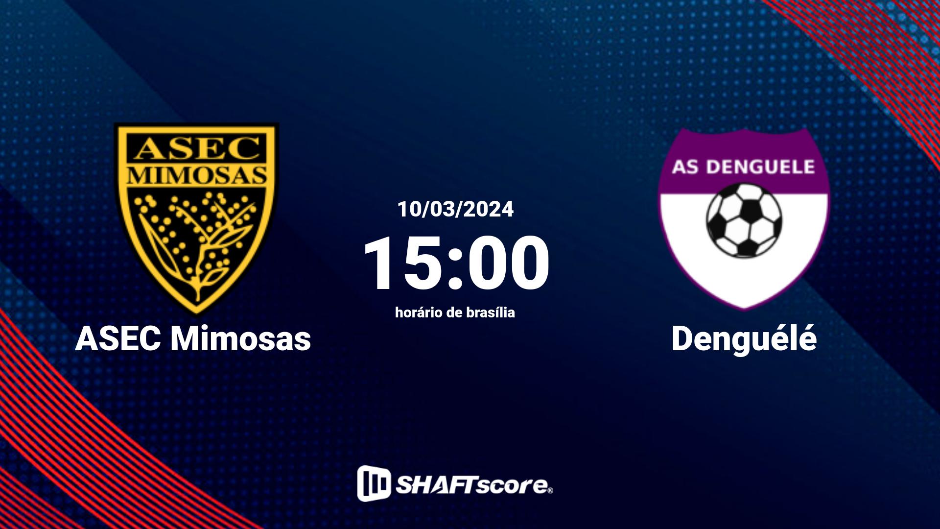 Estatísticas do jogo ASEC Mimosas vs Denguélé 10.03 15:00