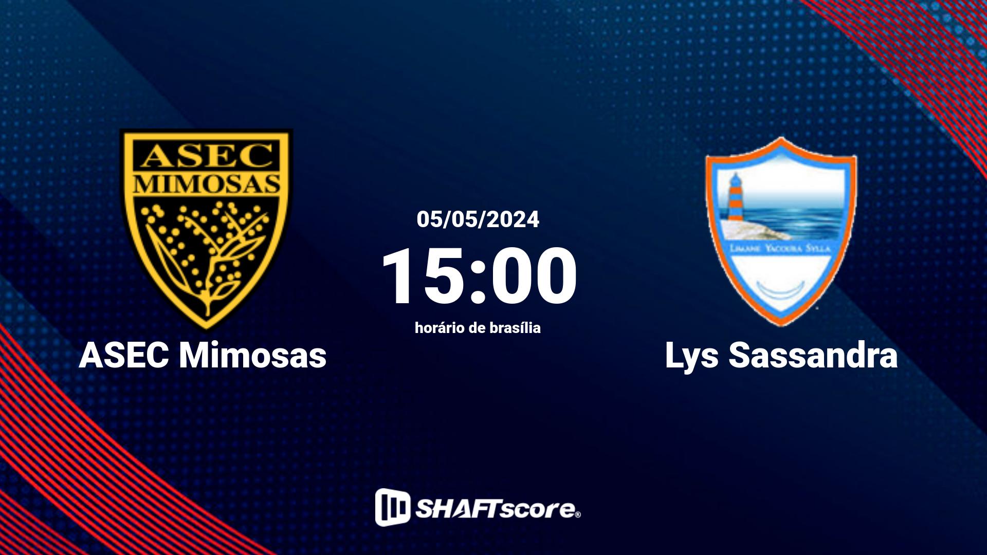 Estatísticas do jogo ASEC Mimosas vs Lys Sassandra 05.05 15:00