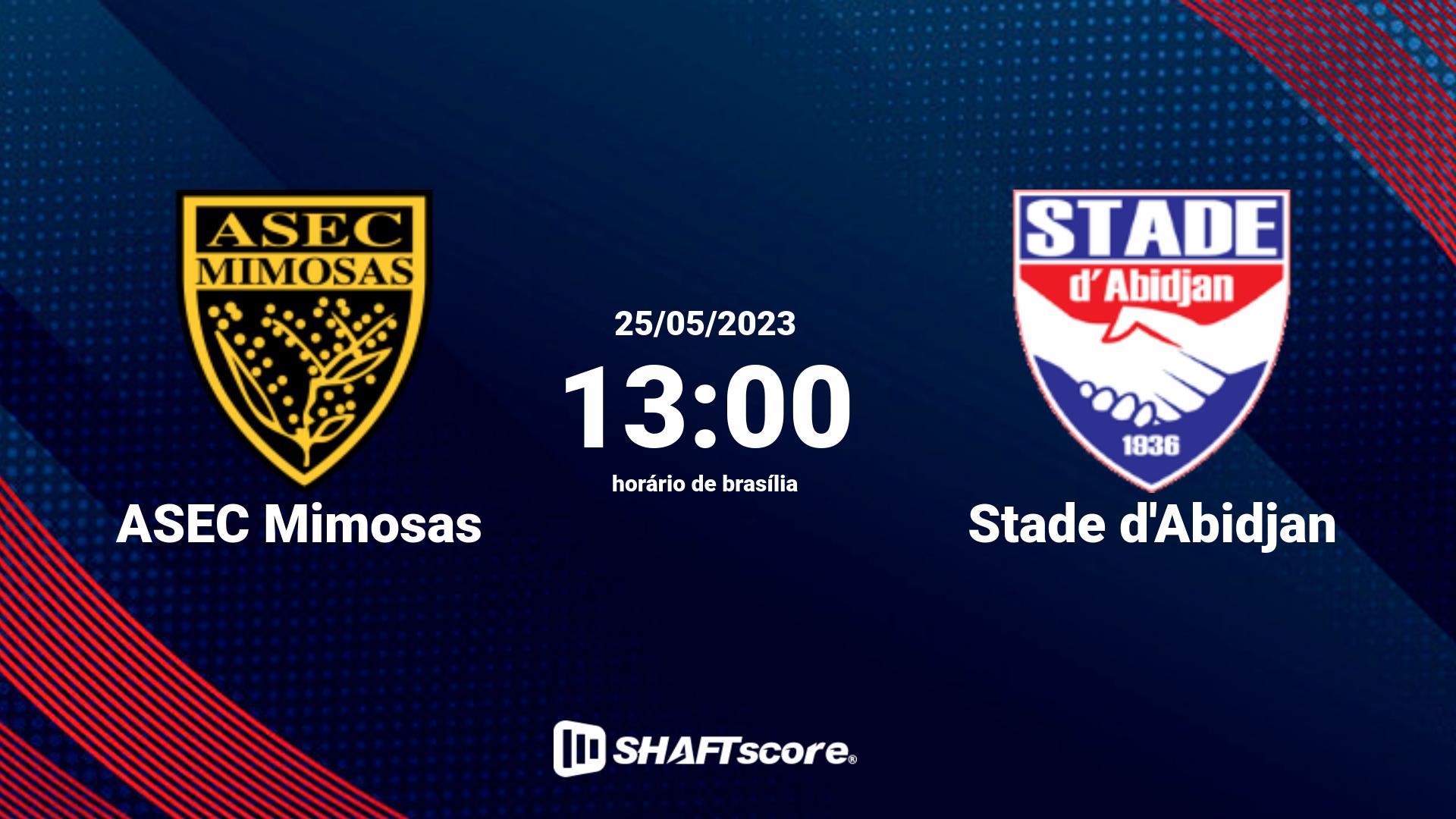 Estatísticas do jogo ASEC Mimosas vs Stade d'Abidjan 25.05 13:00