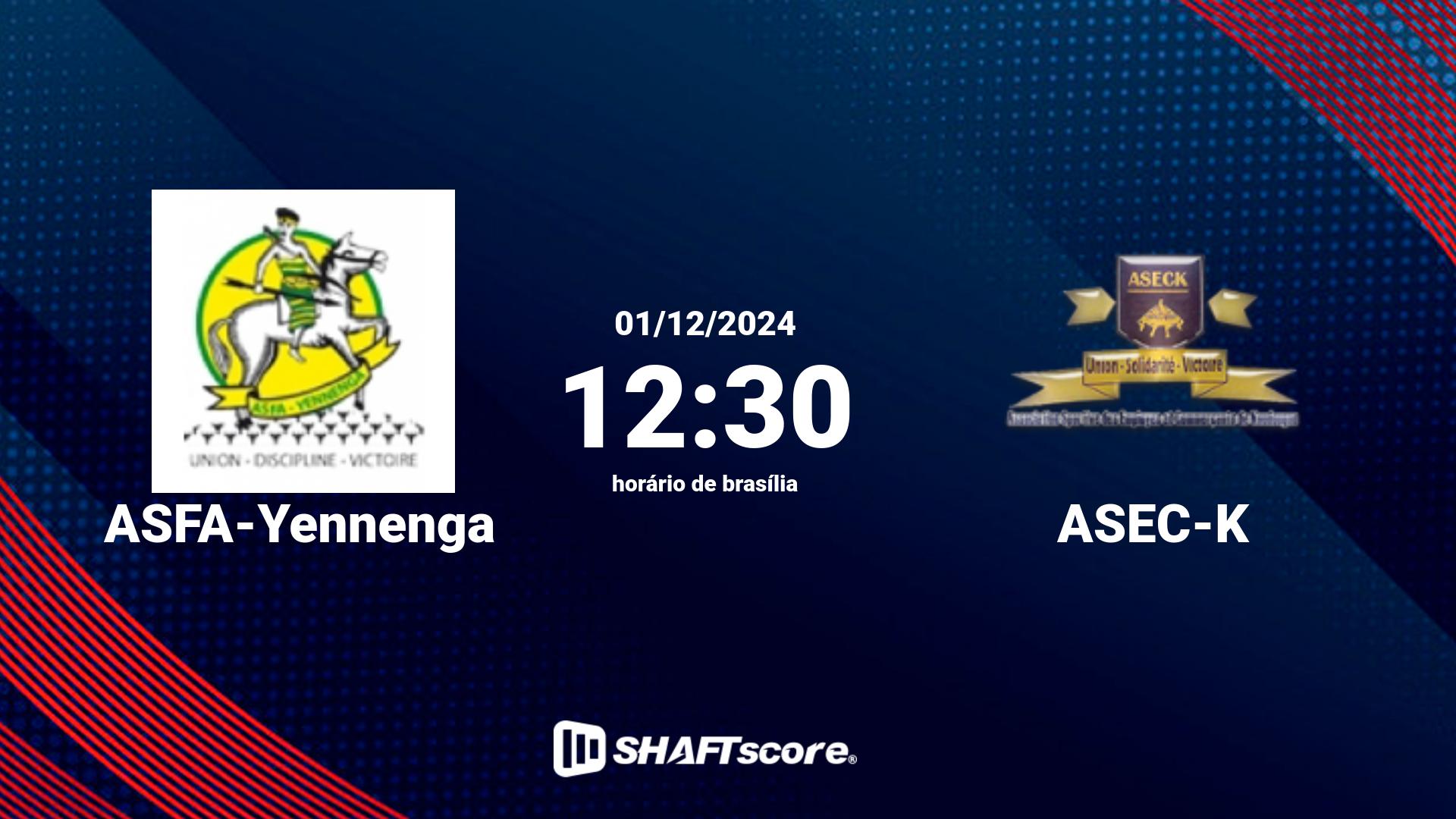 Estatísticas do jogo ASFA-Yennenga vs ASEC-K 01.12 12:30