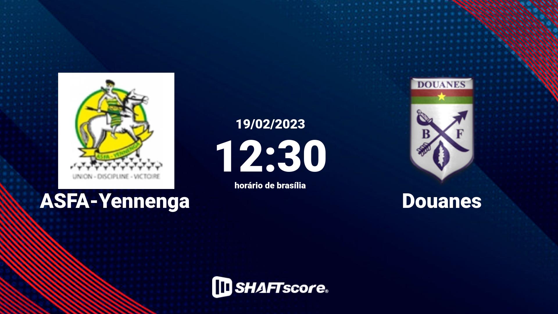 Estatísticas do jogo ASFA-Yennenga vs Douanes 19.02 12:30