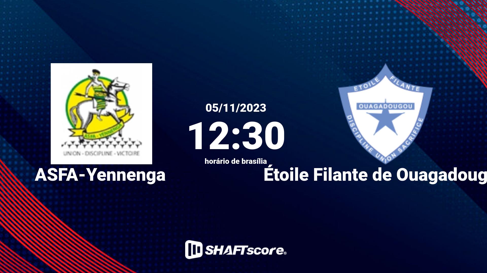 Estatísticas do jogo ASFA-Yennenga vs Étoile Filante de Ouagadougou 05.11 12:30