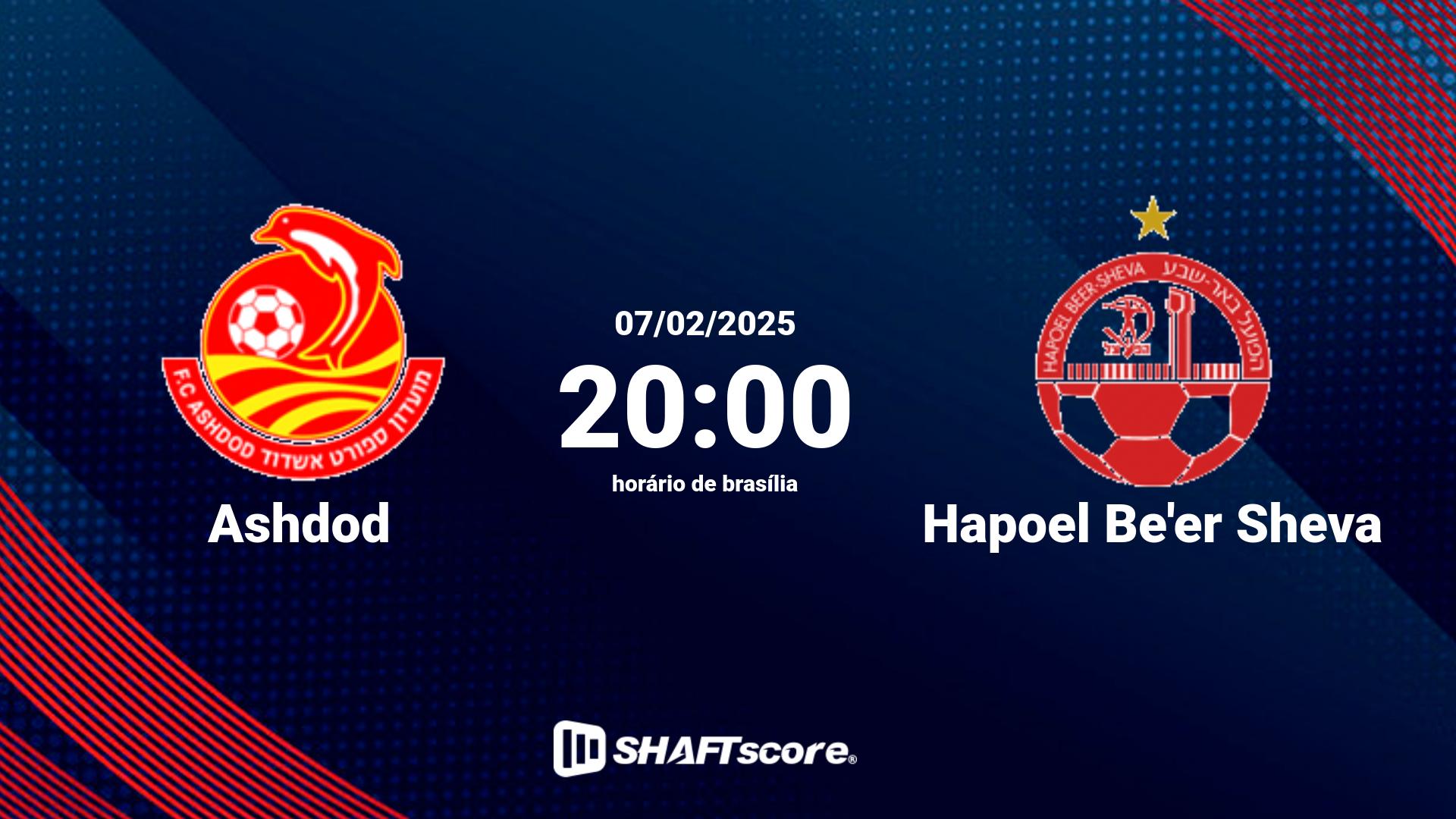 Estatísticas do jogo Ashdod vs Hapoel Be'er Sheva 07.02 20:00