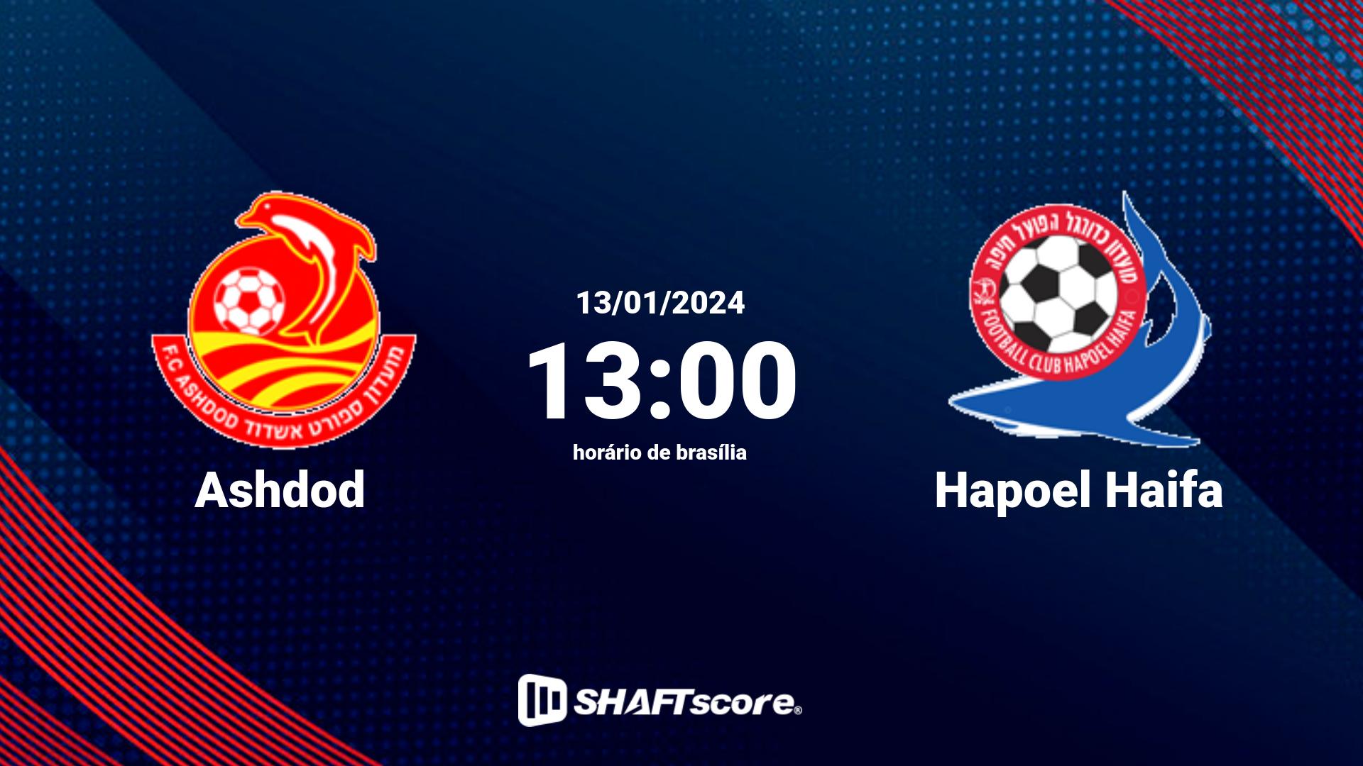 Estatísticas do jogo Ashdod vs Hapoel Haifa 13.01 13:00