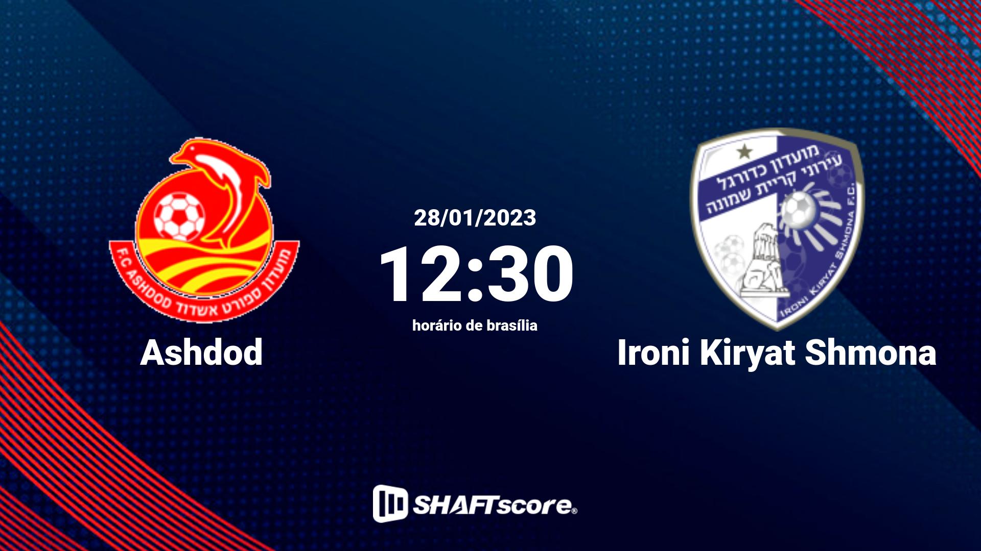 Estatísticas do jogo Ashdod vs Ironi Kiryat Shmona 28.01 12:30