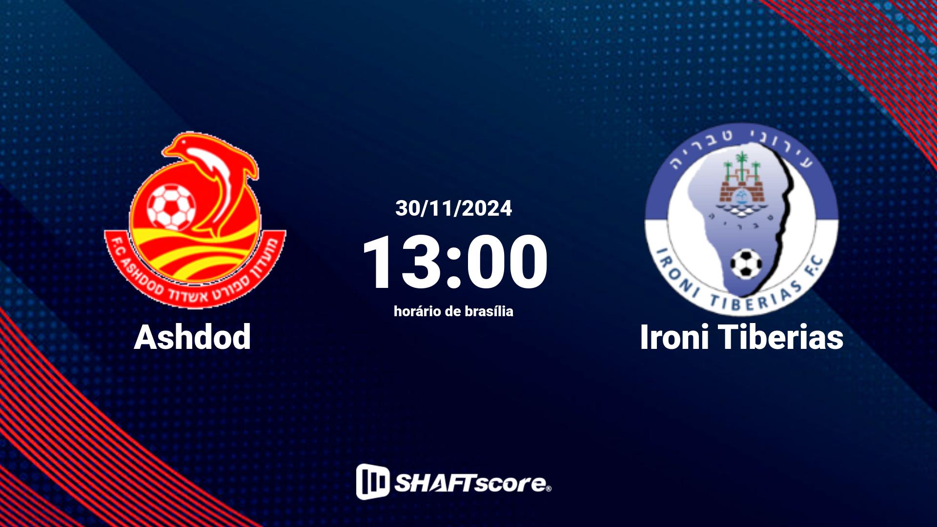 Estatísticas do jogo Ashdod vs Ironi Tiberias 30.11 13:00