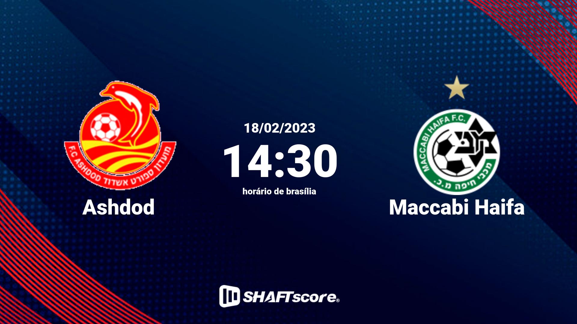 Estatísticas do jogo Ashdod vs Maccabi Haifa 18.02 14:30