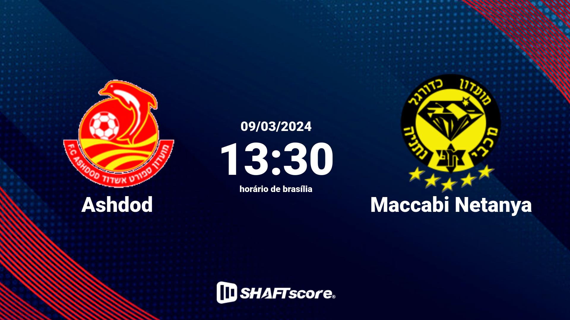 Estatísticas do jogo Ashdod vs Maccabi Netanya 09.03 13:30