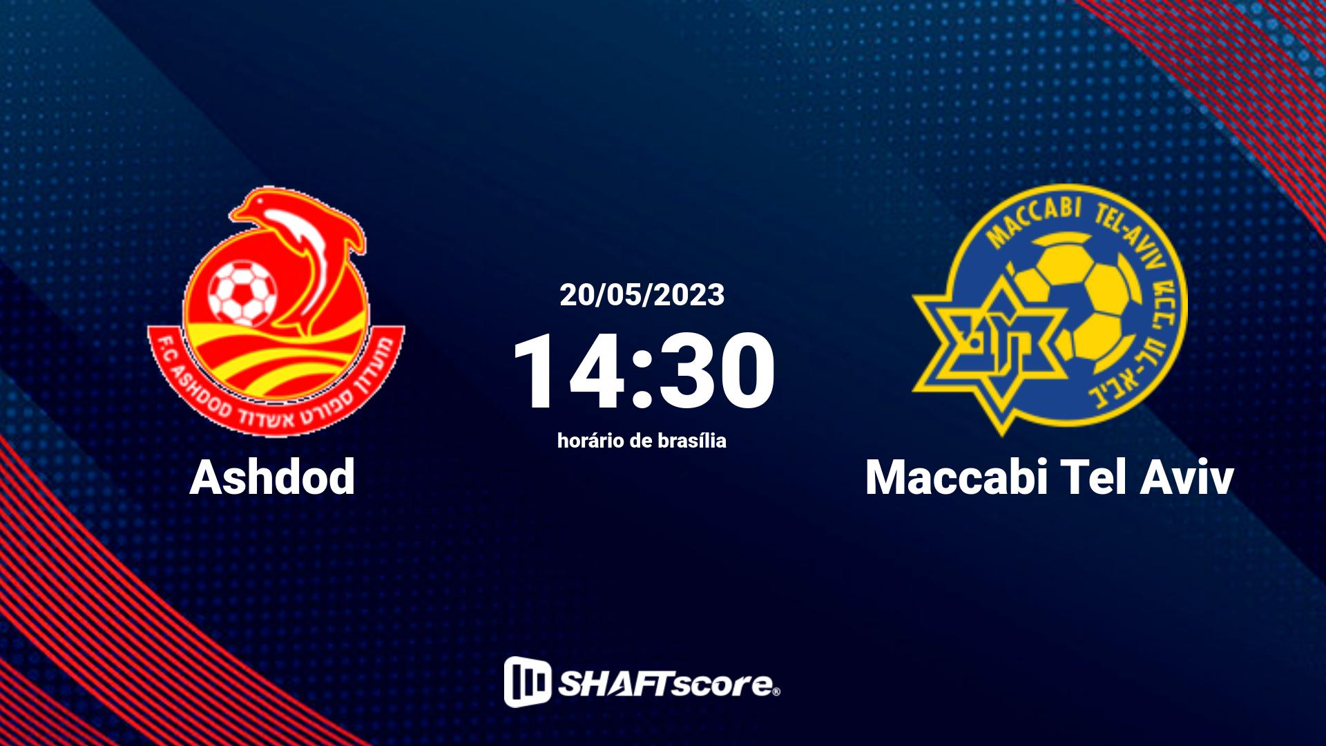 Estatísticas do jogo Ashdod vs Maccabi Tel Aviv 20.05 14:30