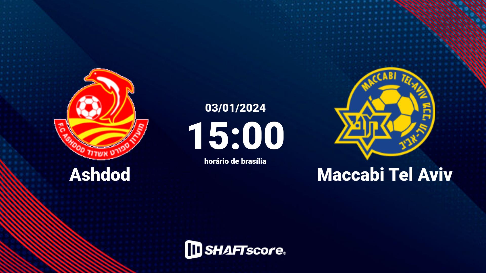 Estatísticas do jogo Ashdod vs Maccabi Tel Aviv 03.01 15:00