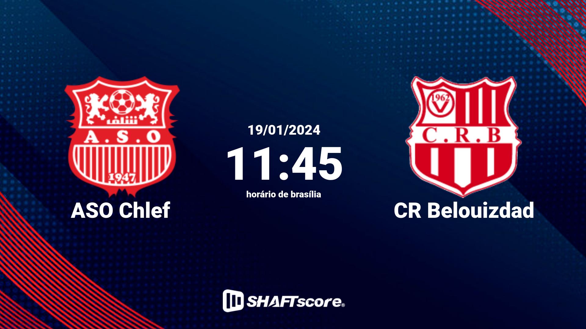 Estatísticas do jogo ASO Chlef vs CR Belouizdad 19.01 11:45