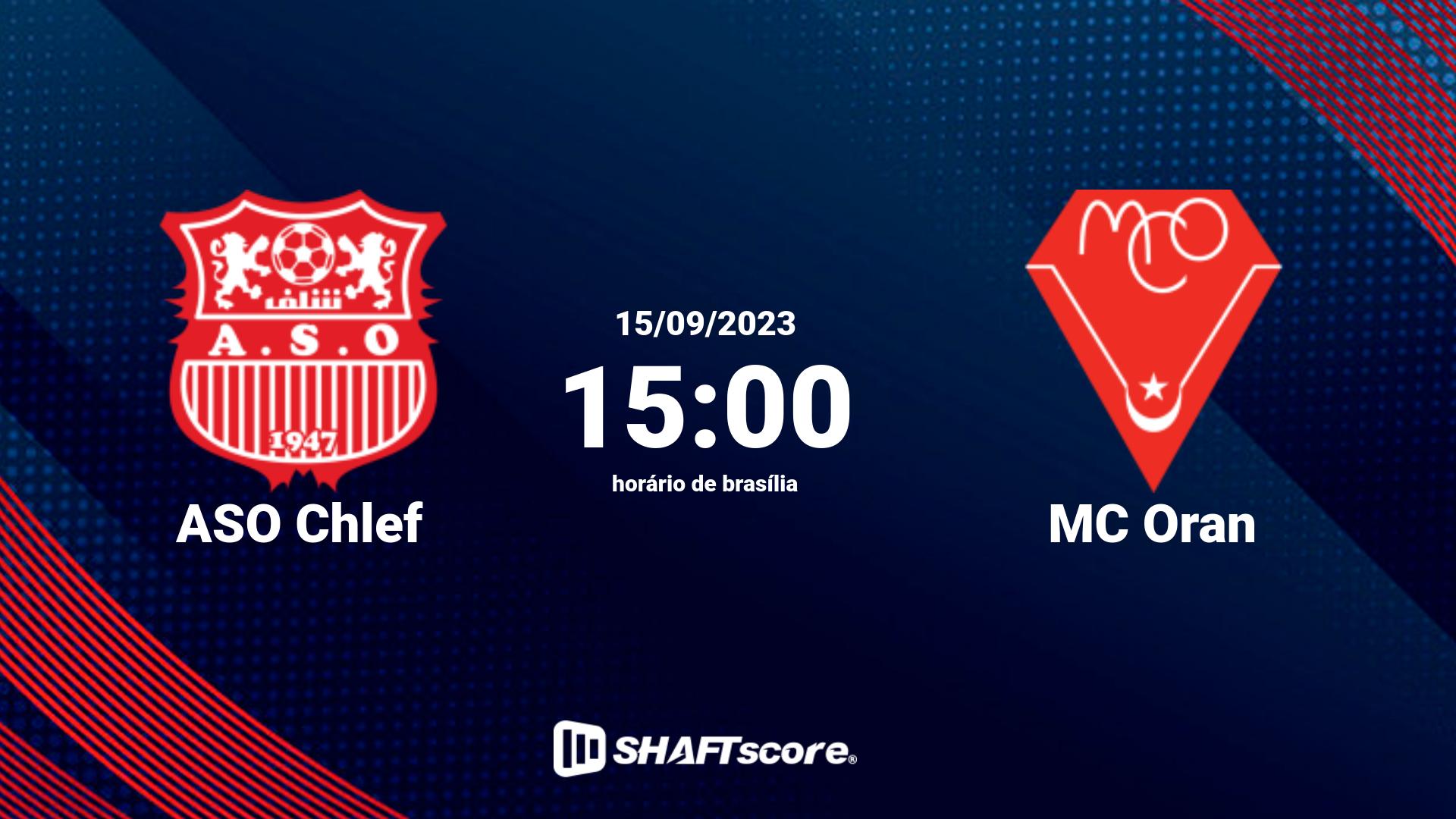 Estatísticas do jogo ASO Chlef vs MC Oran 15.09 15:00