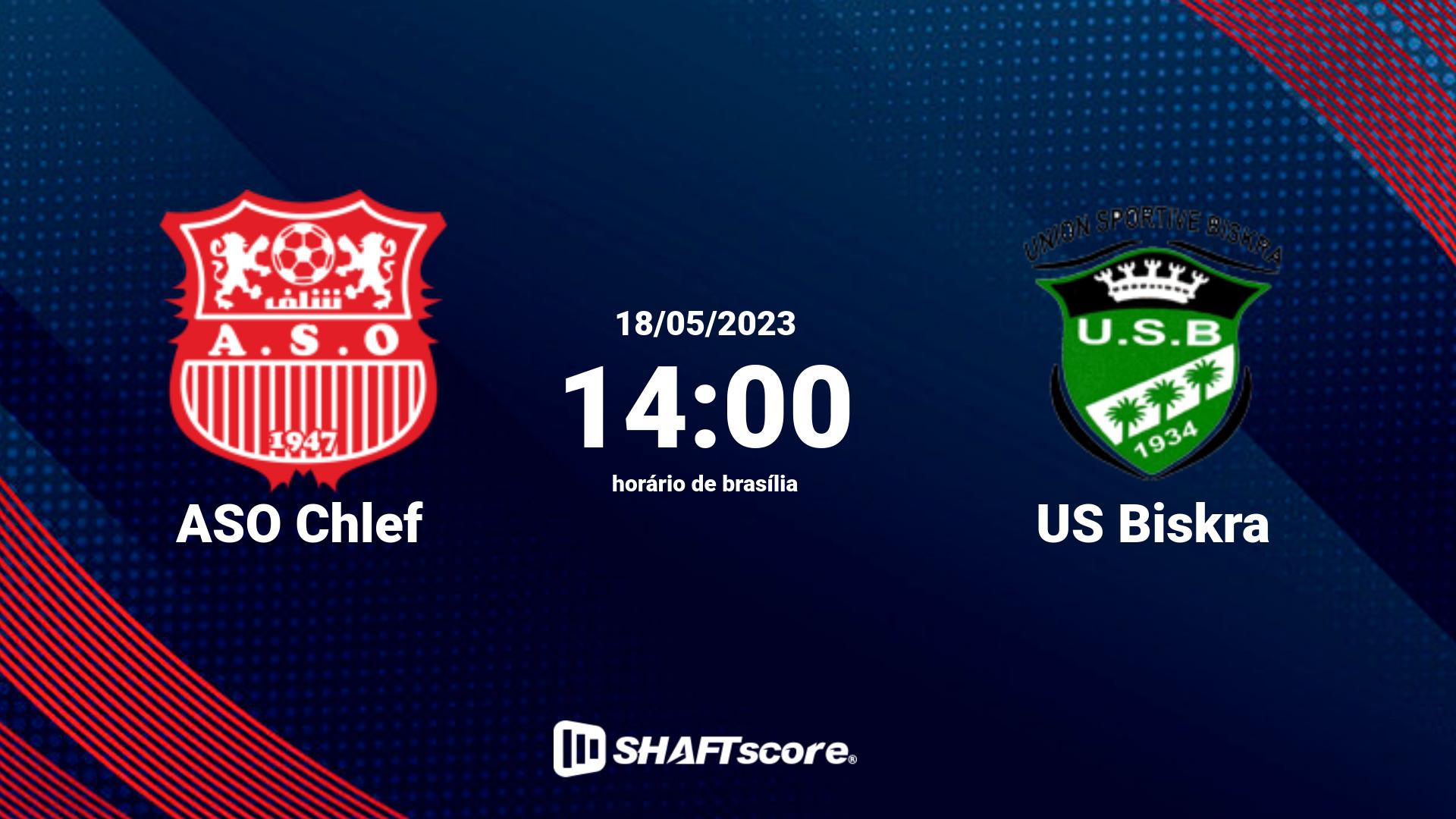 Estatísticas do jogo ASO Chlef vs US Biskra 18.05 14:00