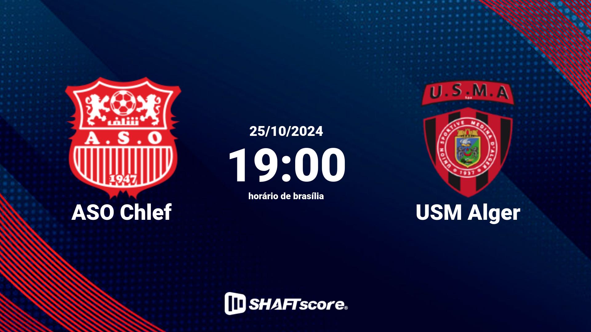 Estatísticas do jogo ASO Chlef vs USM Alger 25.10 19:00