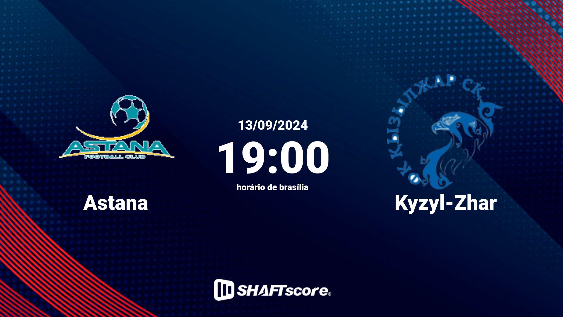 Estatísticas do jogo Astana vs Kyzyl-Zhar 13.09 19:00
