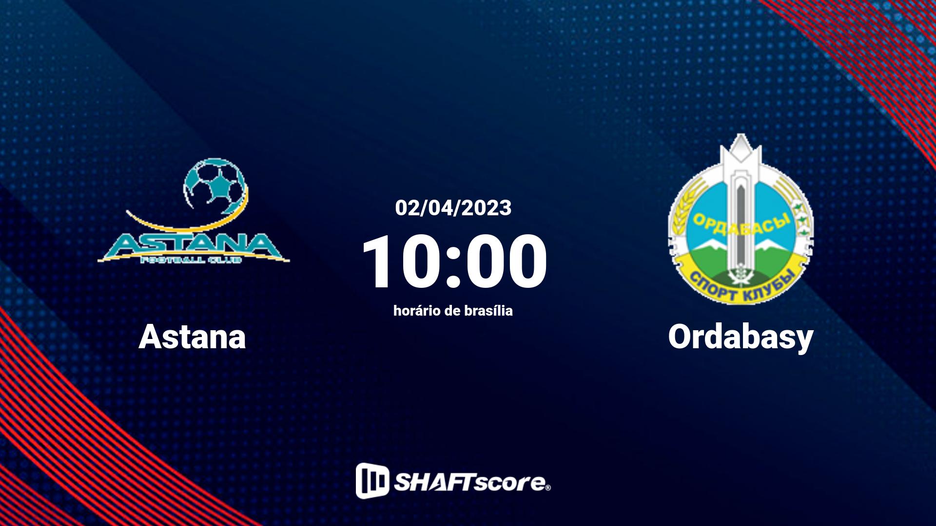 Estatísticas do jogo Astana vs Ordabasy 02.04 10:00