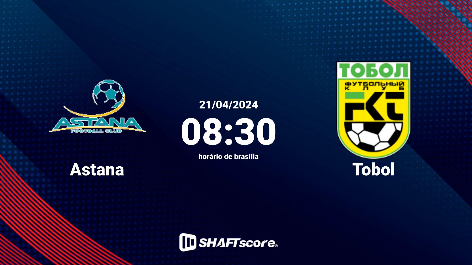 Estatísticas do jogo Astana vs Tobol 21.04 08:30