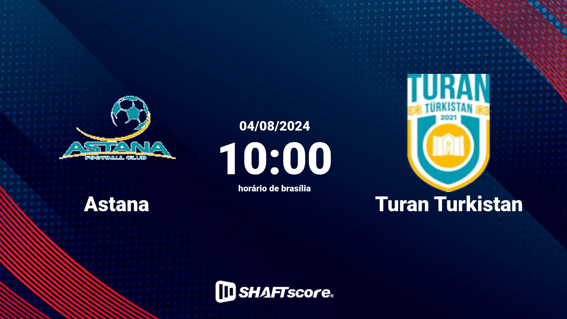 Estatísticas do jogo Astana vs Turan Turkistan 04.08 10:00