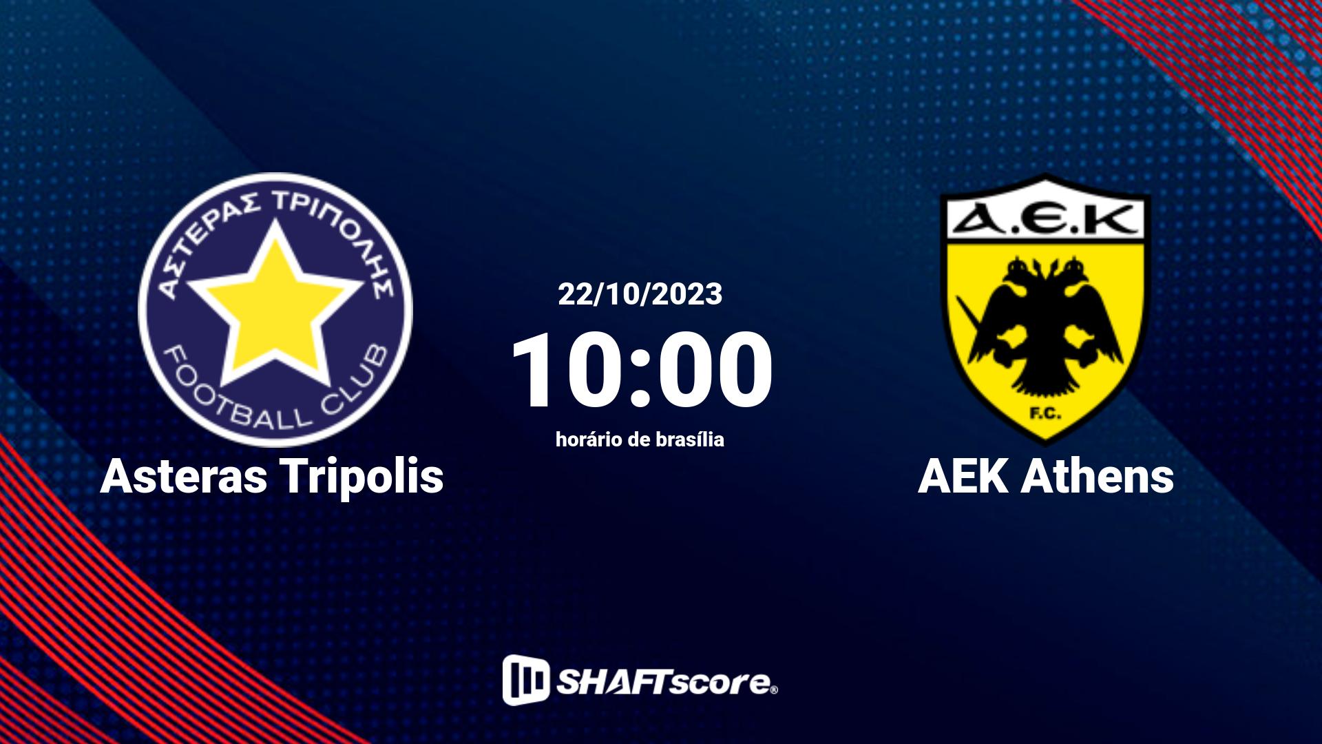 Estatísticas do jogo Asteras Tripolis vs AEK Athens 22.10 10:00