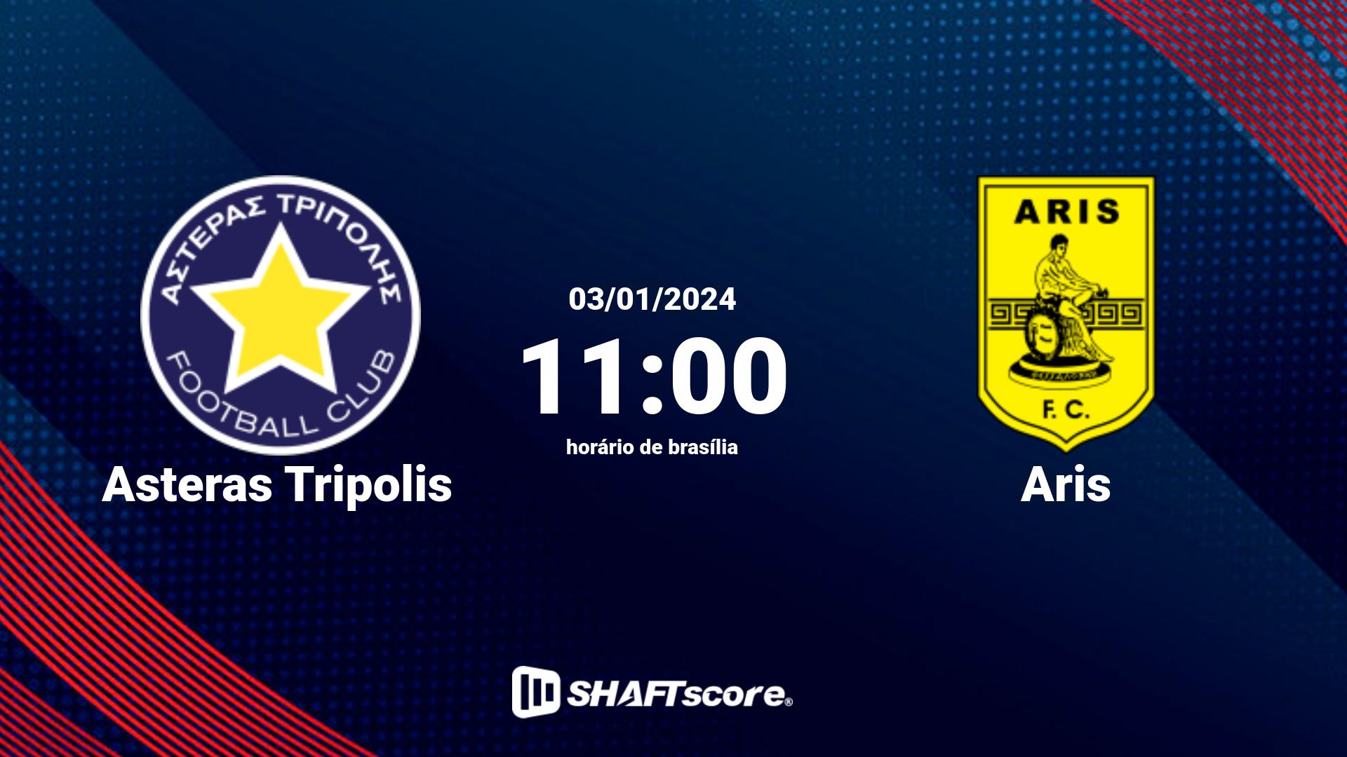 Estatísticas do jogo Asteras Tripolis vs Aris 03.01 11:00