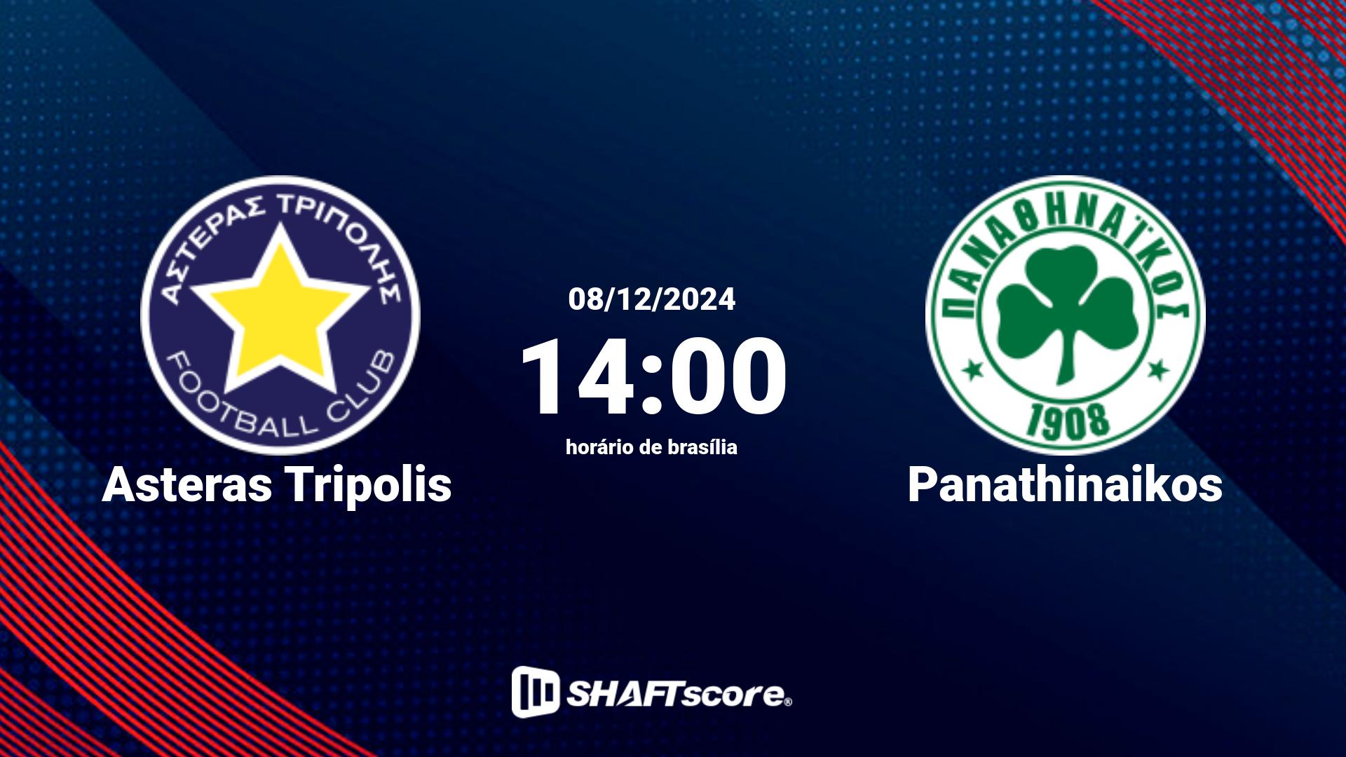 Estatísticas do jogo Asteras Tripolis vs Panathinaikos 08.12 14:00