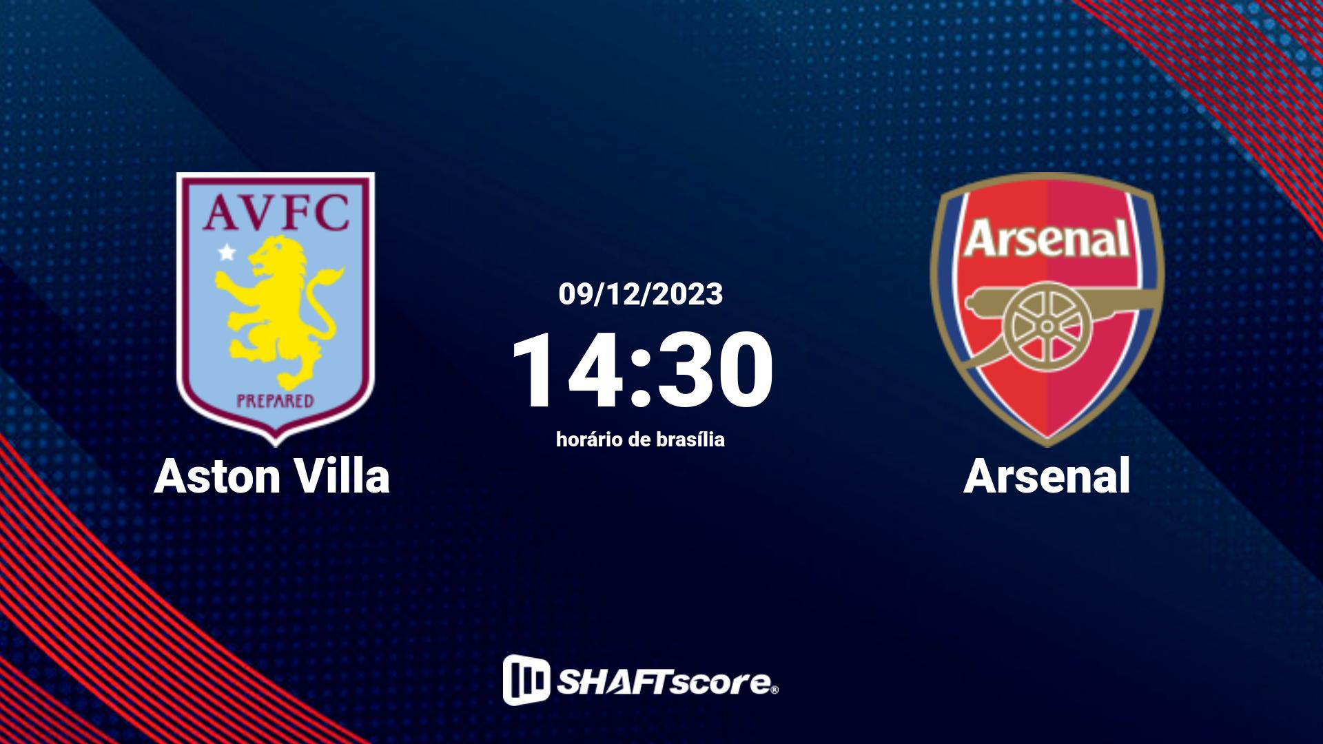 Estatísticas do jogo Aston Villa vs Arsenal 09.12 14:30