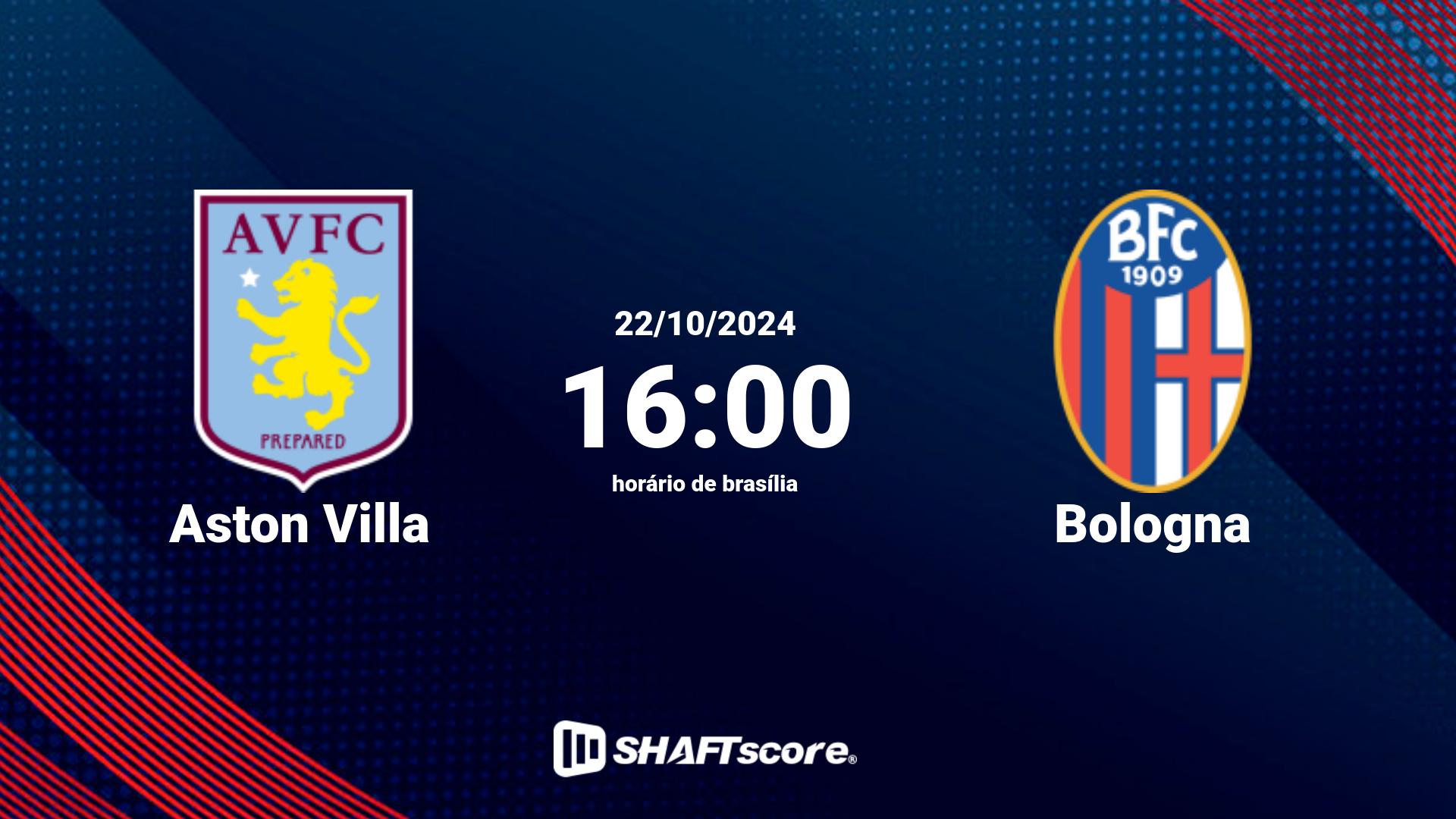 Estatísticas do jogo Aston Villa vs Bologna 22.10 16:00