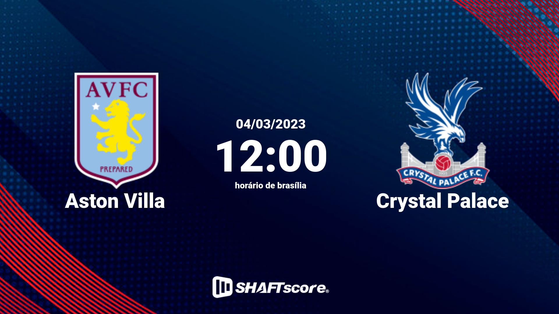 Estatísticas do jogo Aston Villa vs Crystal Palace 04.03 12:00