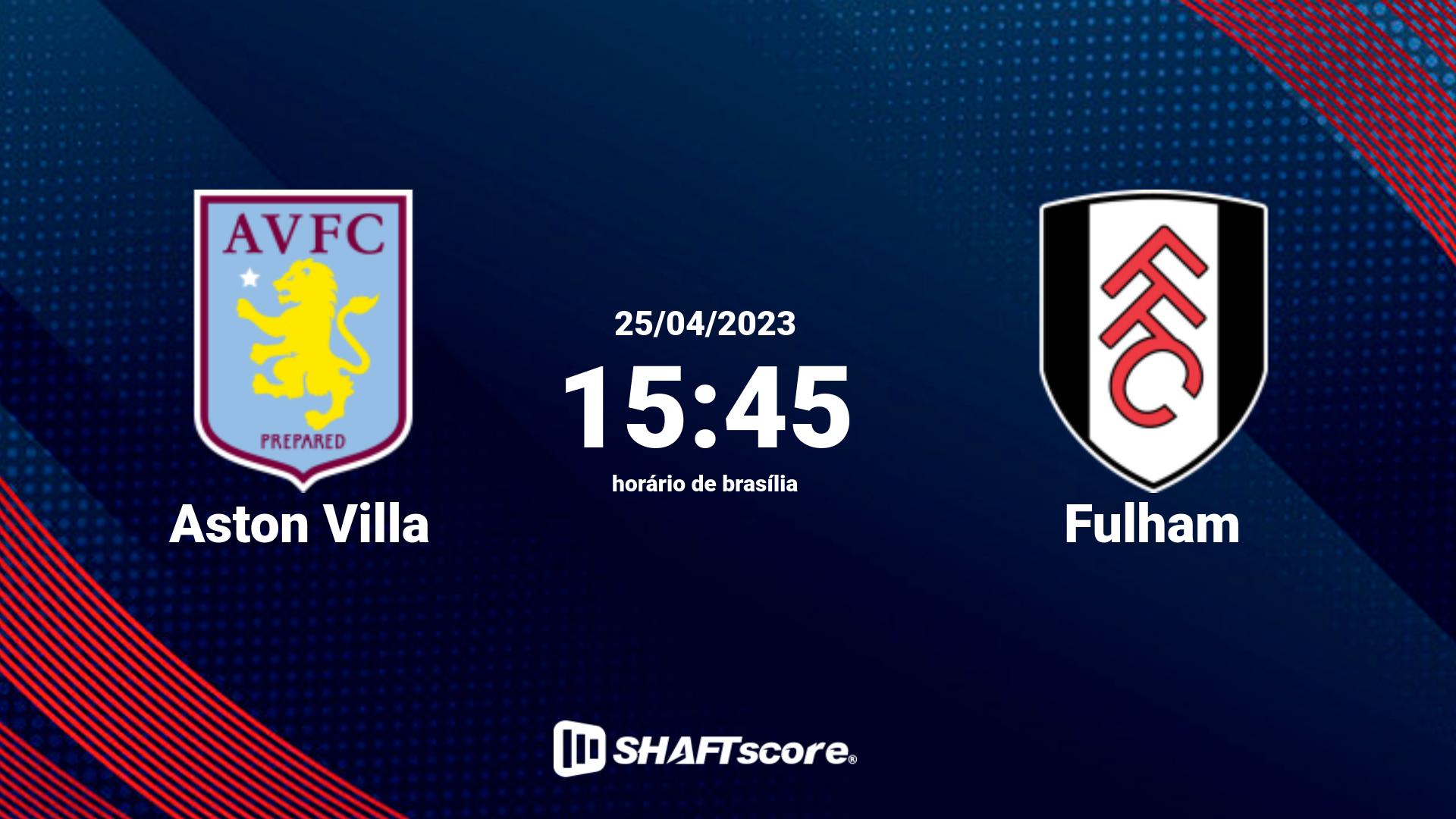 Estatísticas do jogo Aston Villa vs Fulham 25.04 15:45