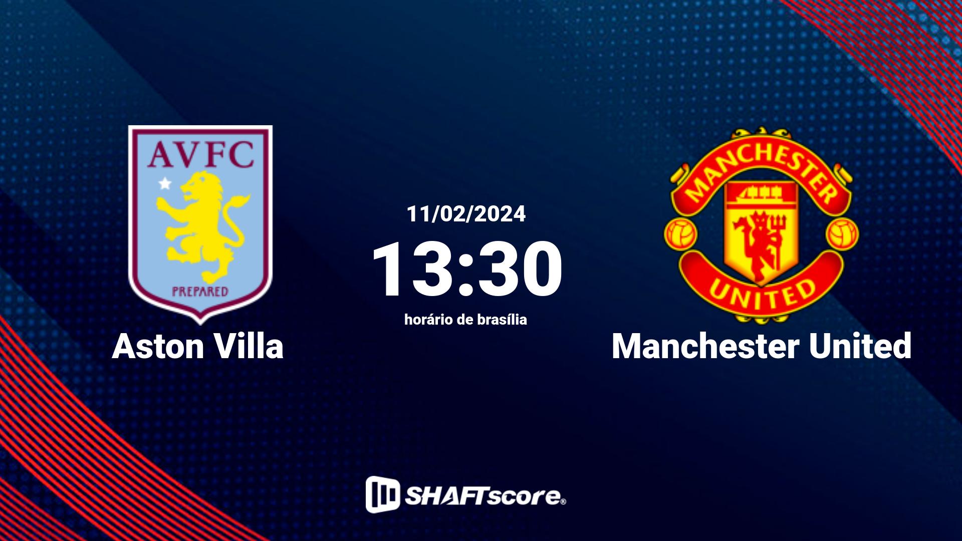 Estatísticas do jogo Aston Villa vs Manchester United 11.02 13:30