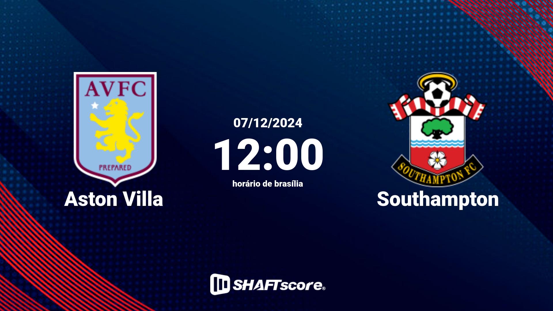 Estatísticas do jogo Aston Villa vs Southampton 07.12 12:00