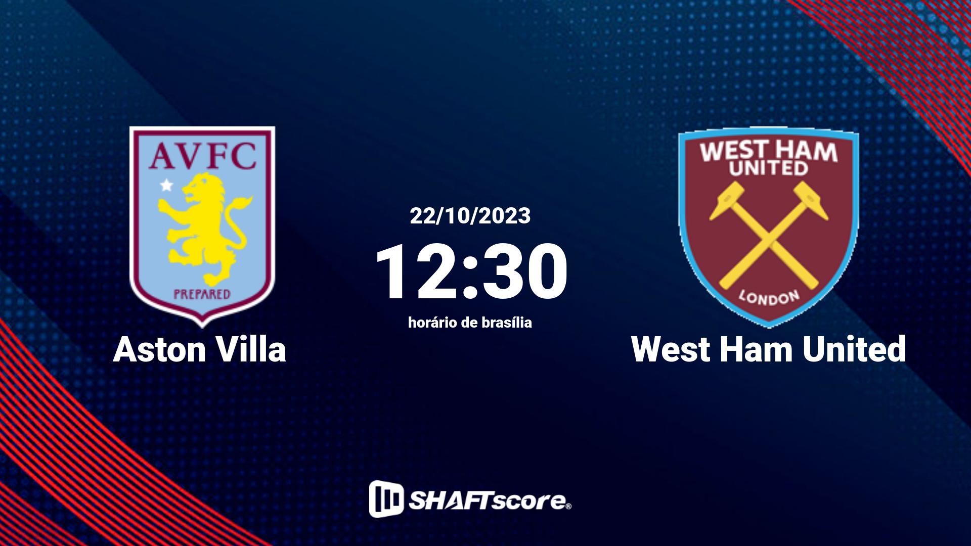 Estatísticas do jogo Aston Villa vs West Ham United 22.10 12:30