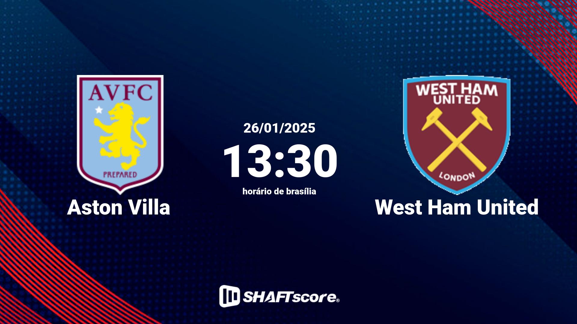 Estatísticas do jogo Aston Villa vs West Ham United 26.01 13:30