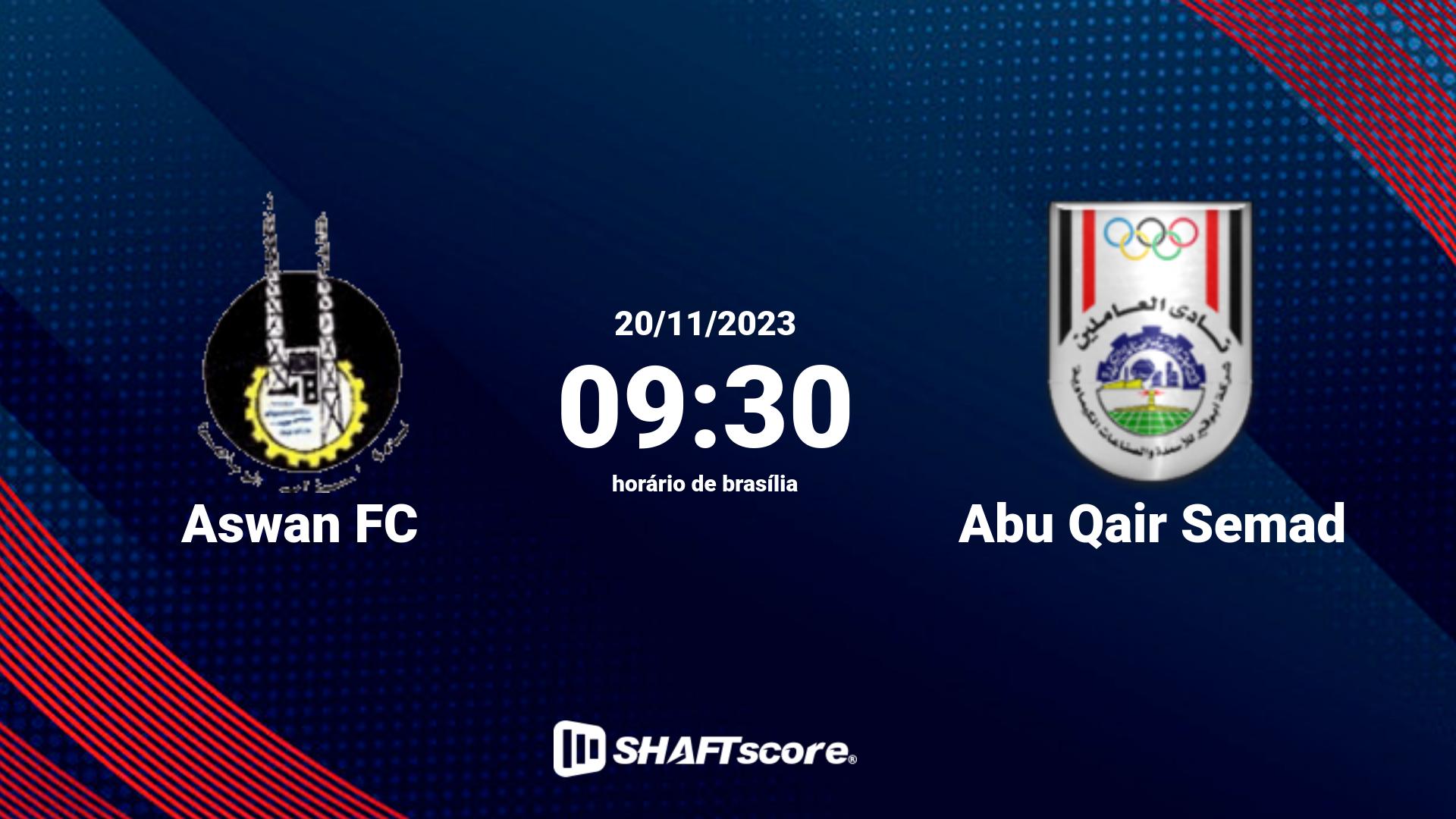 Estatísticas do jogo Aswan FC vs Abu Qair Semad 20.11 09:30