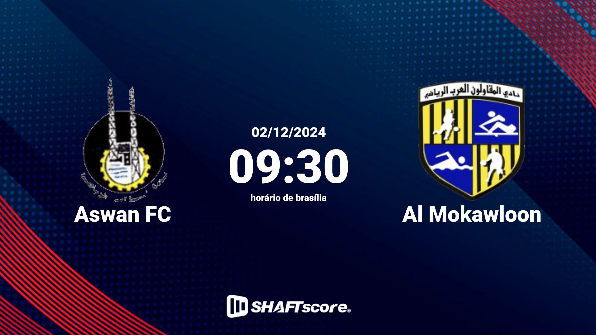 Estatísticas do jogo Aswan FC vs Al Mokawloon 02.12 09:30