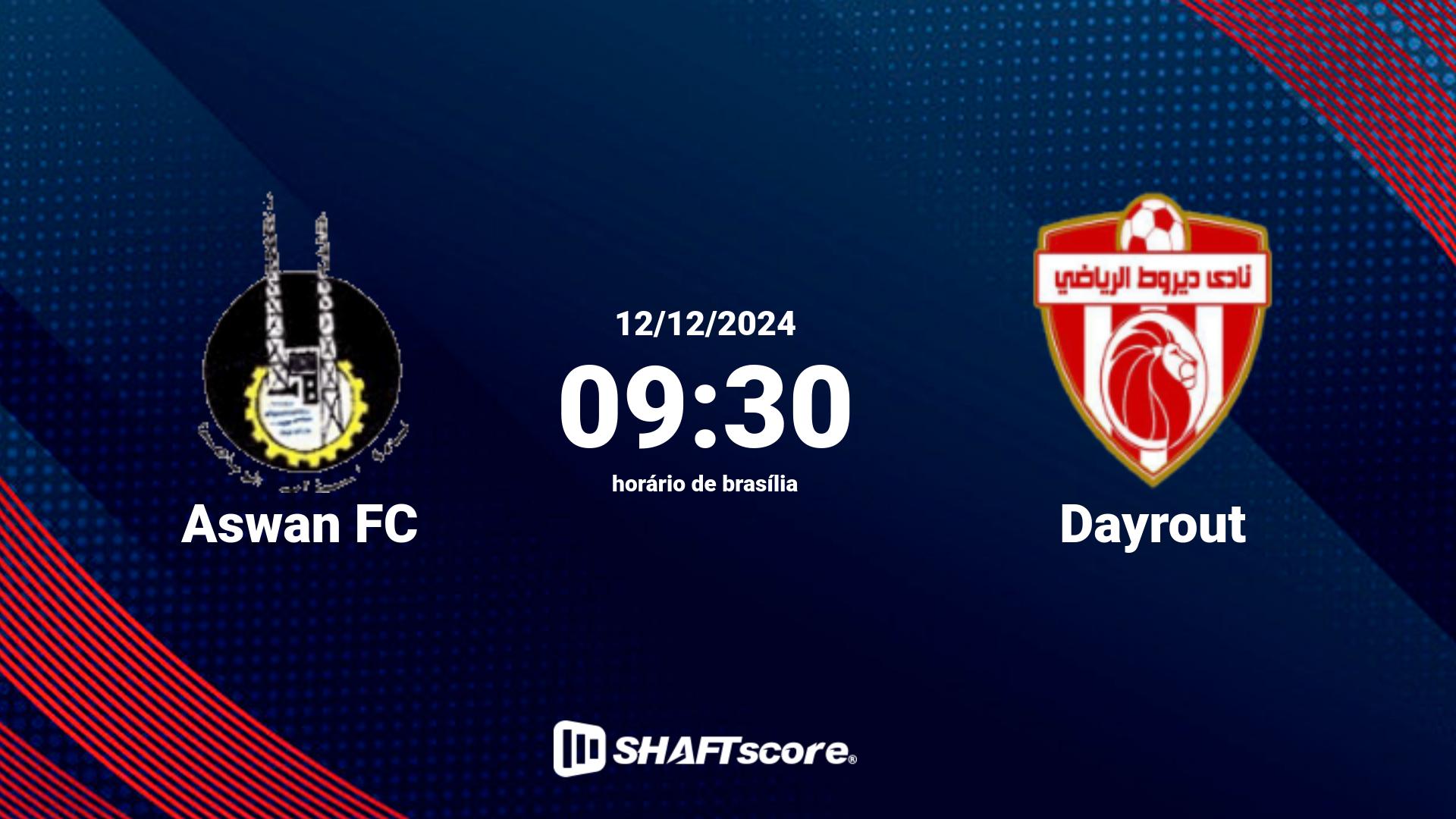 Estatísticas do jogo Aswan FC vs Dayrout 12.12 09:30