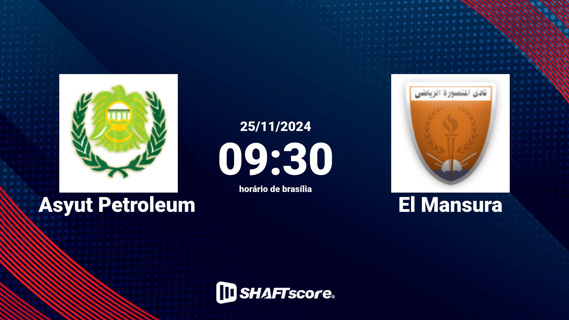 Estatísticas do jogo Asyut Petroleum vs El Mansura 25.11 09:30