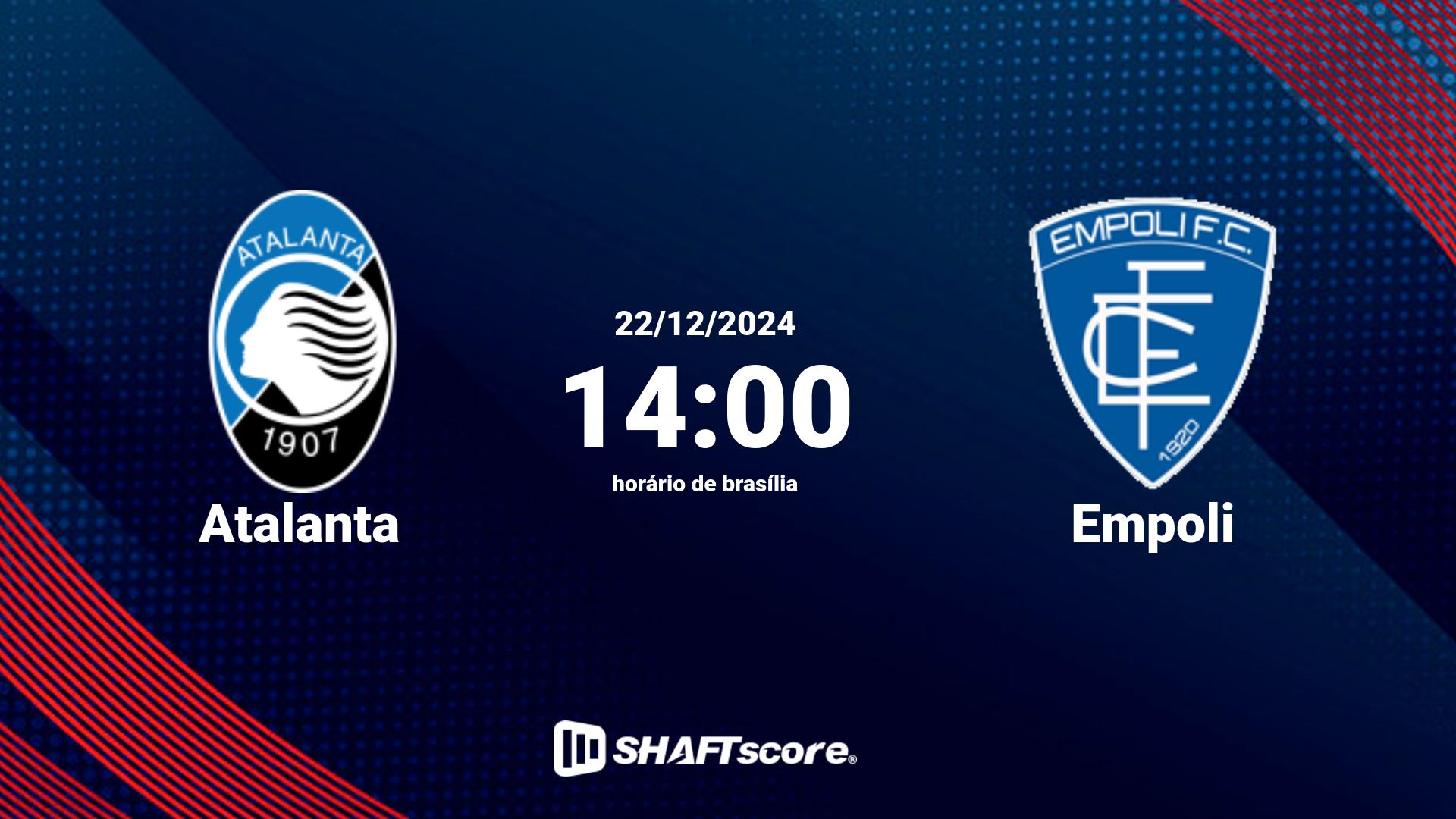 Estatísticas do jogo Atalanta vs Empoli 22.12 14:00