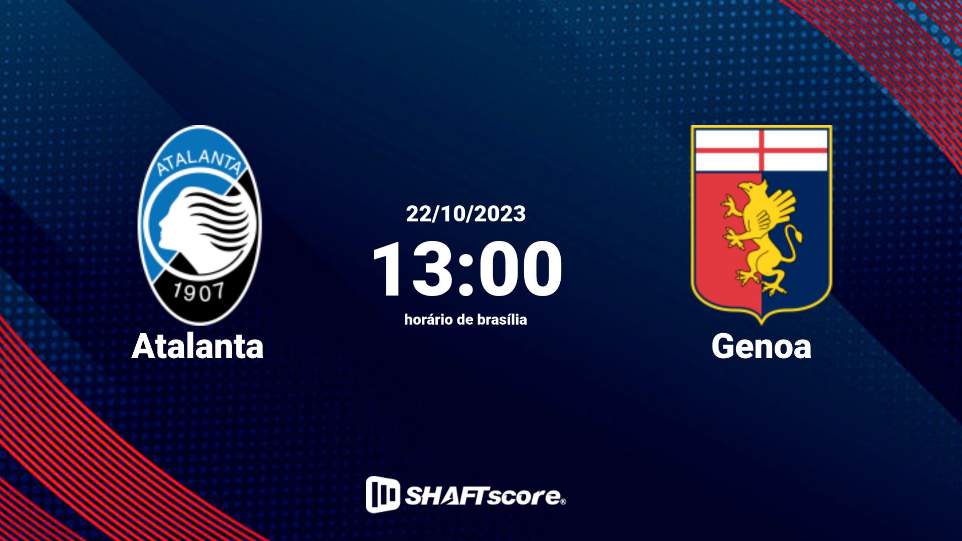 Estatísticas do jogo Atalanta vs Genoa 22.10 13:00