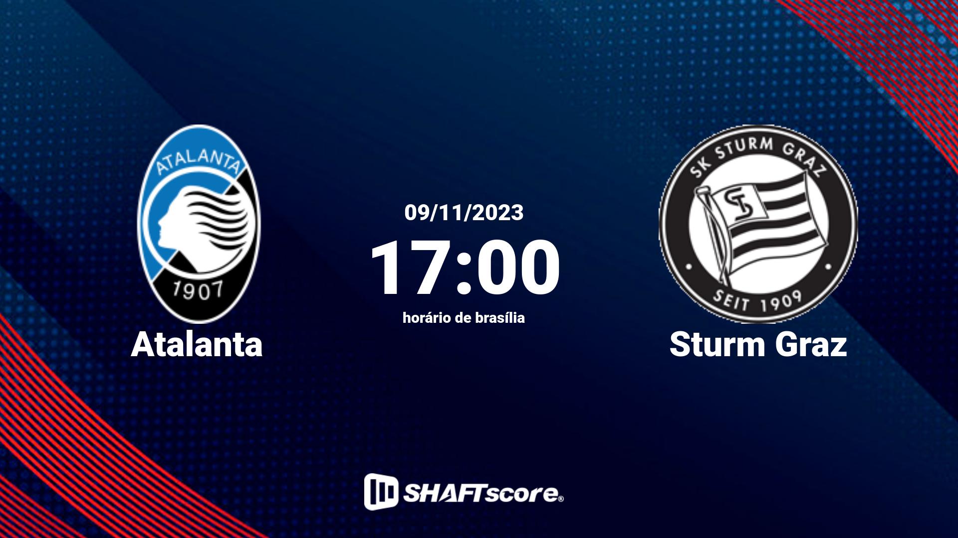 Estatísticas do jogo Atalanta vs Sturm Graz 09.11 17:00