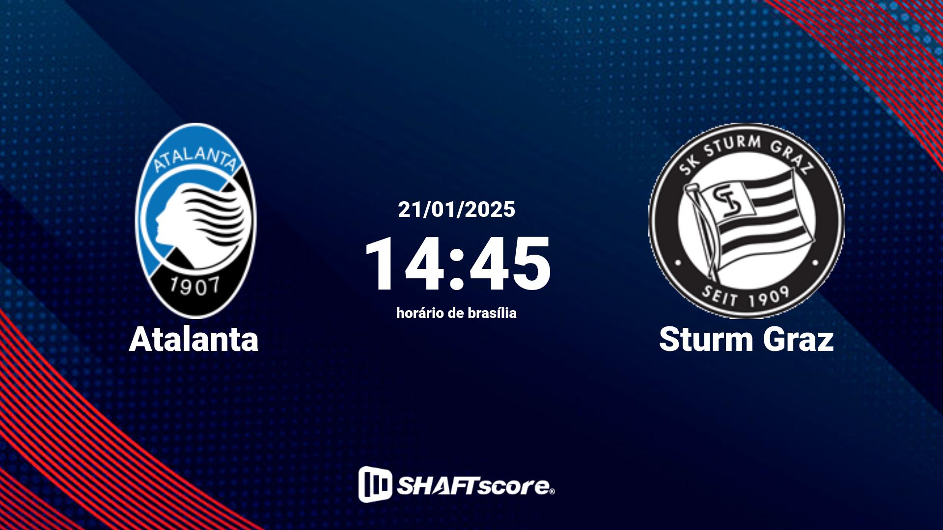 Estatísticas do jogo Atalanta vs Sturm Graz 21.01 14:45