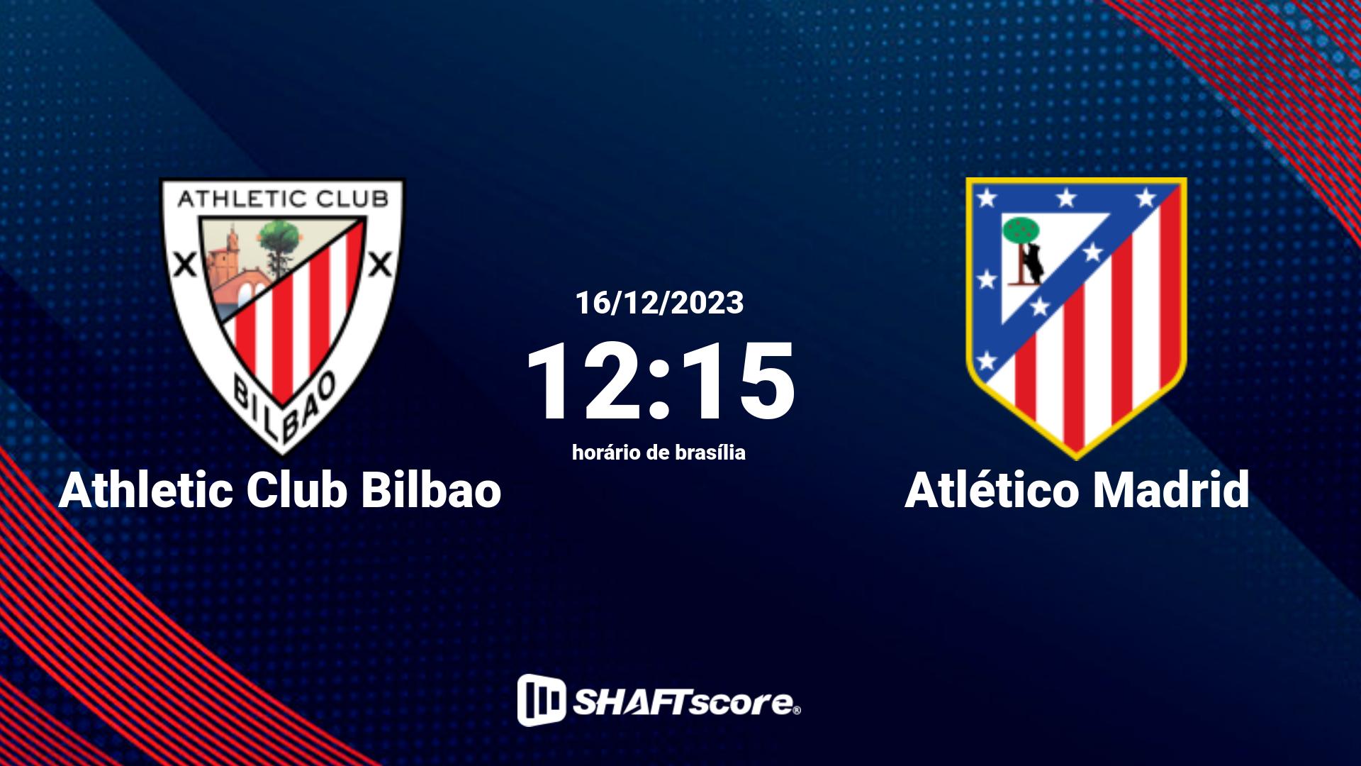 Estatísticas do jogo Athletic Club Bilbao vs Atlético Madrid 16.12 12:15