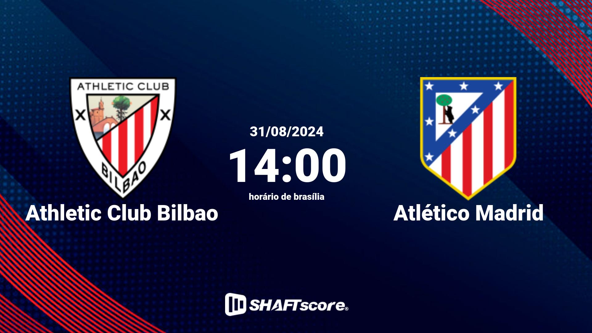 Estatísticas do jogo Athletic Club Bilbao vs Atlético Madrid 31.08 14:00