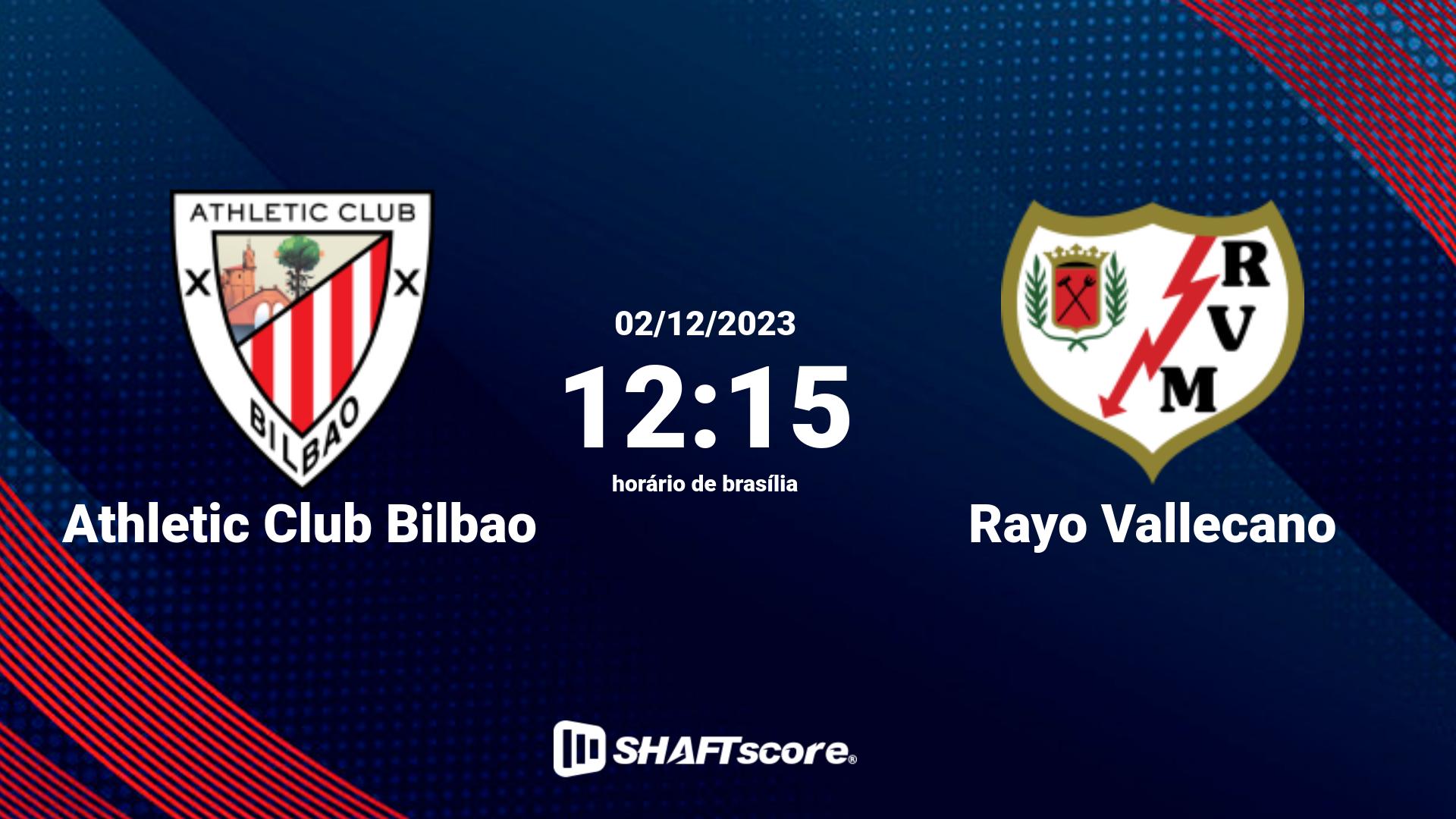 Estatísticas do jogo Athletic Club Bilbao vs Rayo Vallecano 02.12 12:15