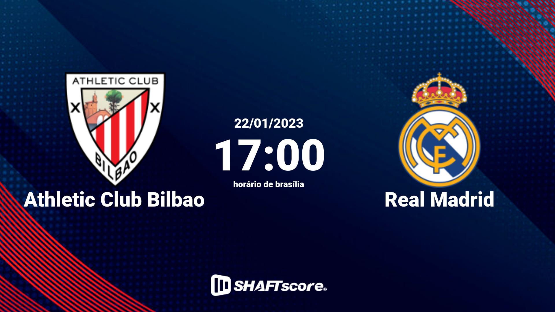 Estatísticas do jogo Athletic Club Bilbao vs Real Madrid 22.01 17:00