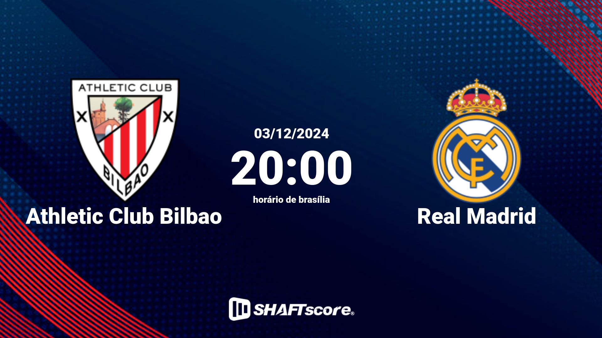 Estatísticas do jogo Athletic Club Bilbao vs Real Madrid 03.12 20:00