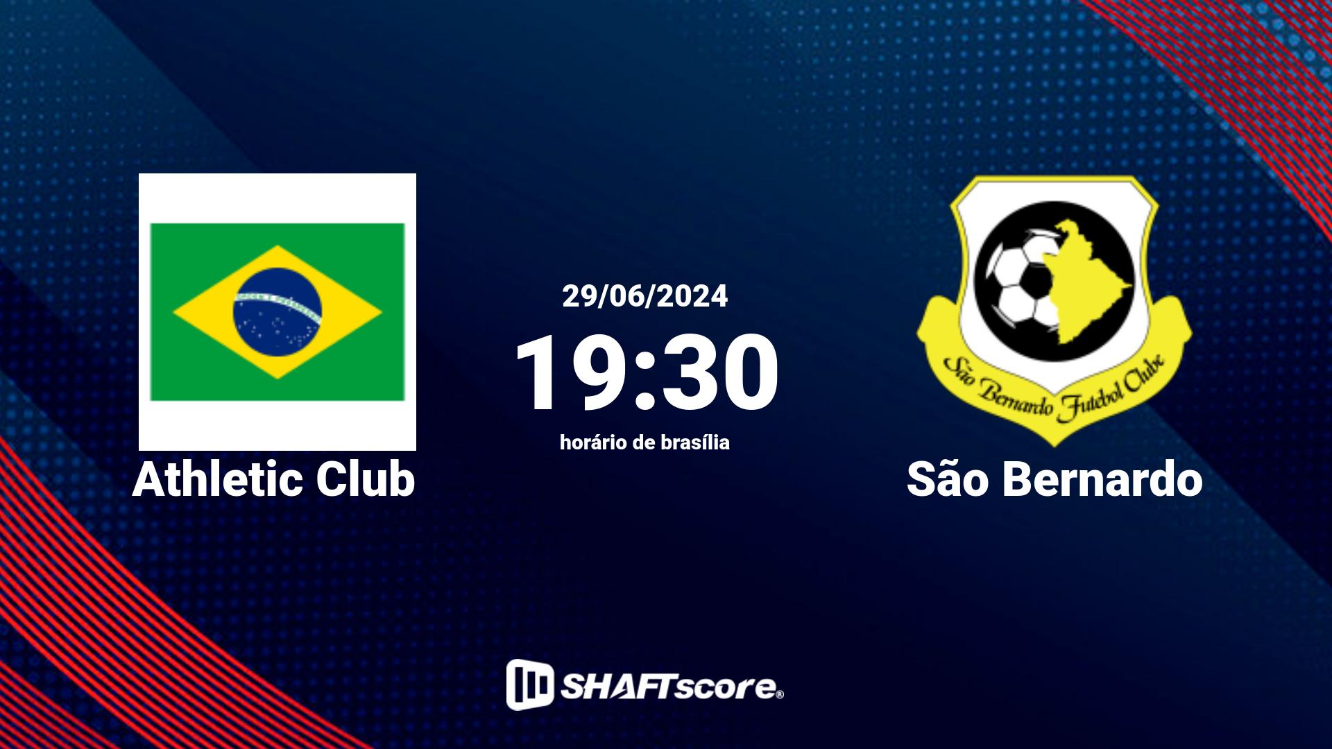Estatísticas do jogo Athletic Club vs São Bernardo 29.06 19:30